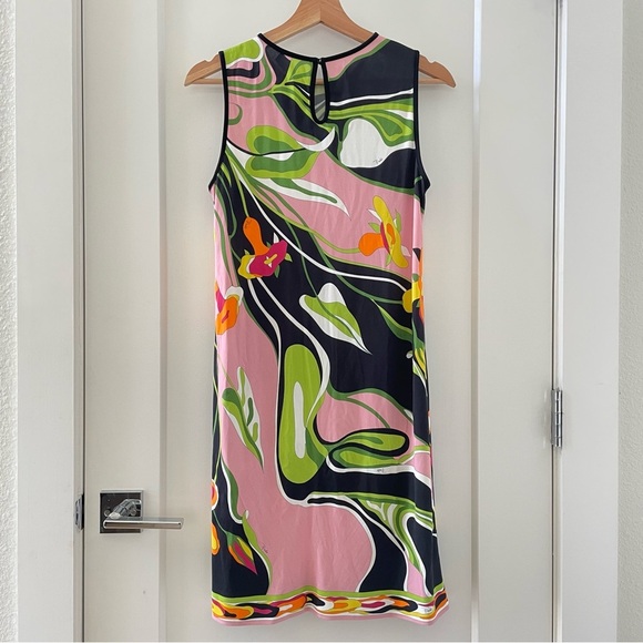 Emilio Pucci Womens Floral Dress Pink Green Black Sleeveless Size US 10 - Picture 2 of 10